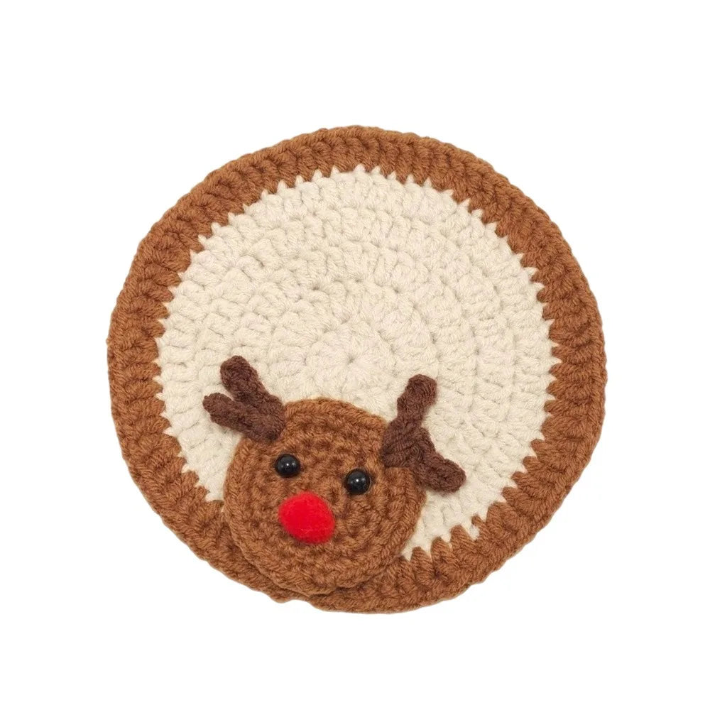 Hand-Knitted Christmas Crochet Coaster | Gingerbread Man Cup Mat