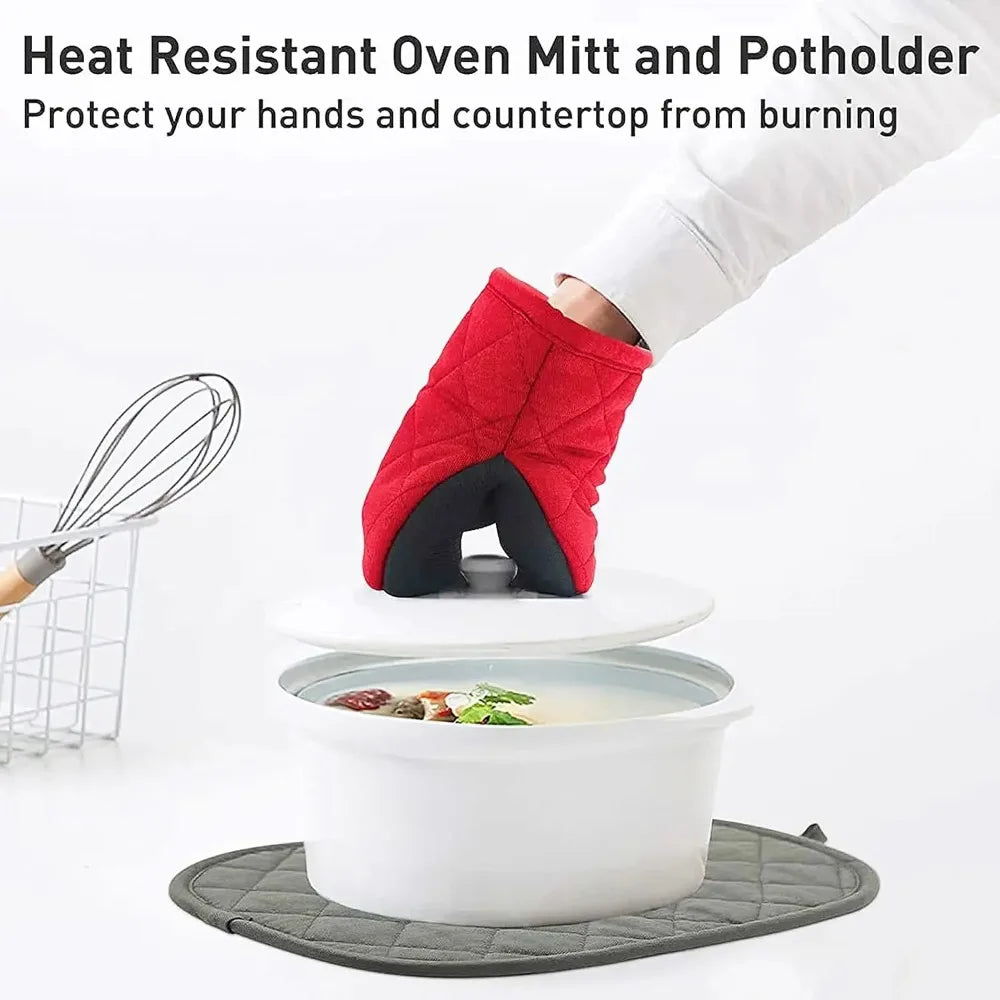 Heat-Resistant Non-Slip Oven Mitts for BBQ Baking & Cooking