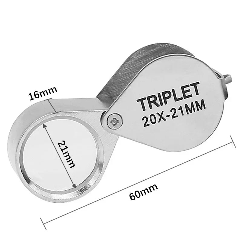 10x 20x 30x Folding Jewelry Loupe Magnifier – Metal Glass Lens