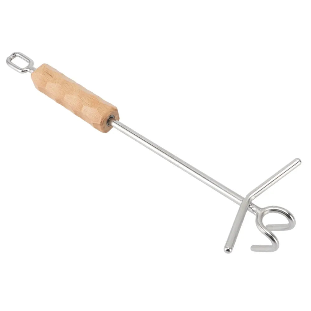 Dutch Oven Lid Lifter – Stainless Steel Double Hook Wooden Grip