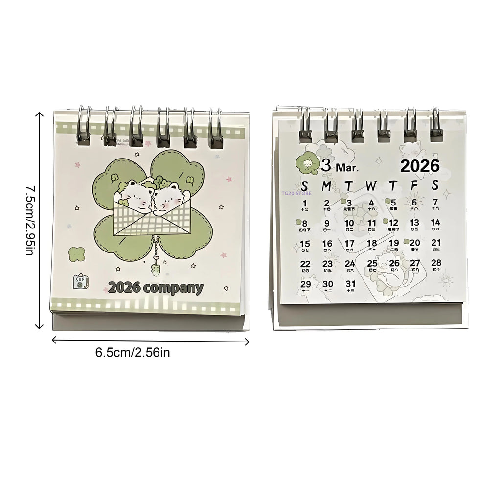 2026 Mini Desktop Calendar Lucky Cat Cute Desk Organizer Desktop Calendar Nixie