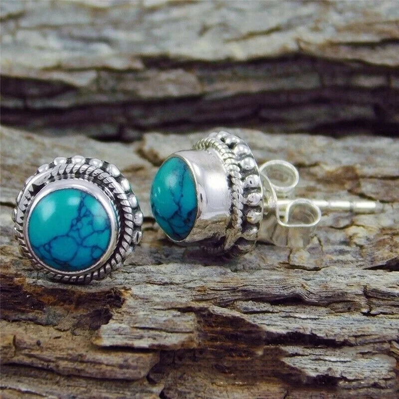 Turquoise Zircon Crystal Dangle Stud Earrings – Blue Rhinestone Crystal Dangle Earrings Nixie Blue