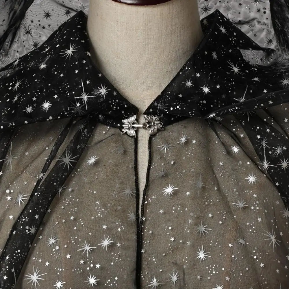 Glitter Halloween Hooded Cloak – Lace-Up Cosplay Cape Halloween Costume Cape Nixie