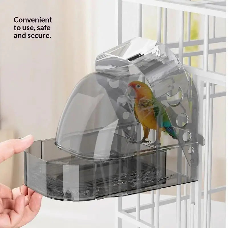 Transparent Bird Bath Box with Removable Drawer | Pet Birds Bird Bath Box Nixie
