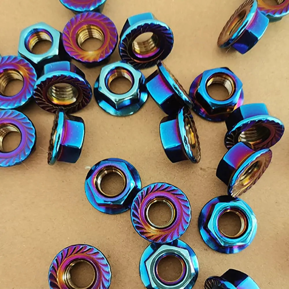 M5–M10 Stainless Steel Blue Flange Hex Locking Nuts – 12 Pack Flange Hex Locking Nuts Nixie
