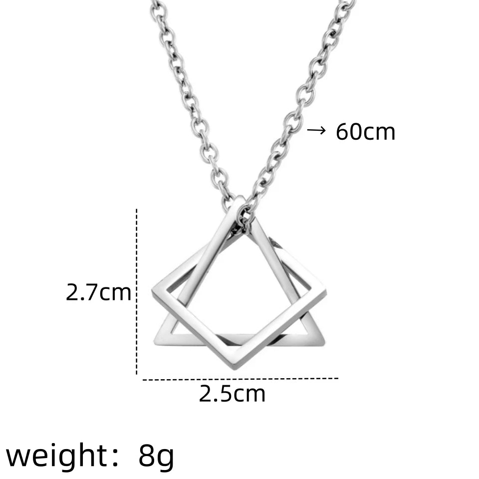 Hip Hop Geometric Triangle & Square Pendant Necklace | Unisex Pendant Necklace Nixie XL0817-2