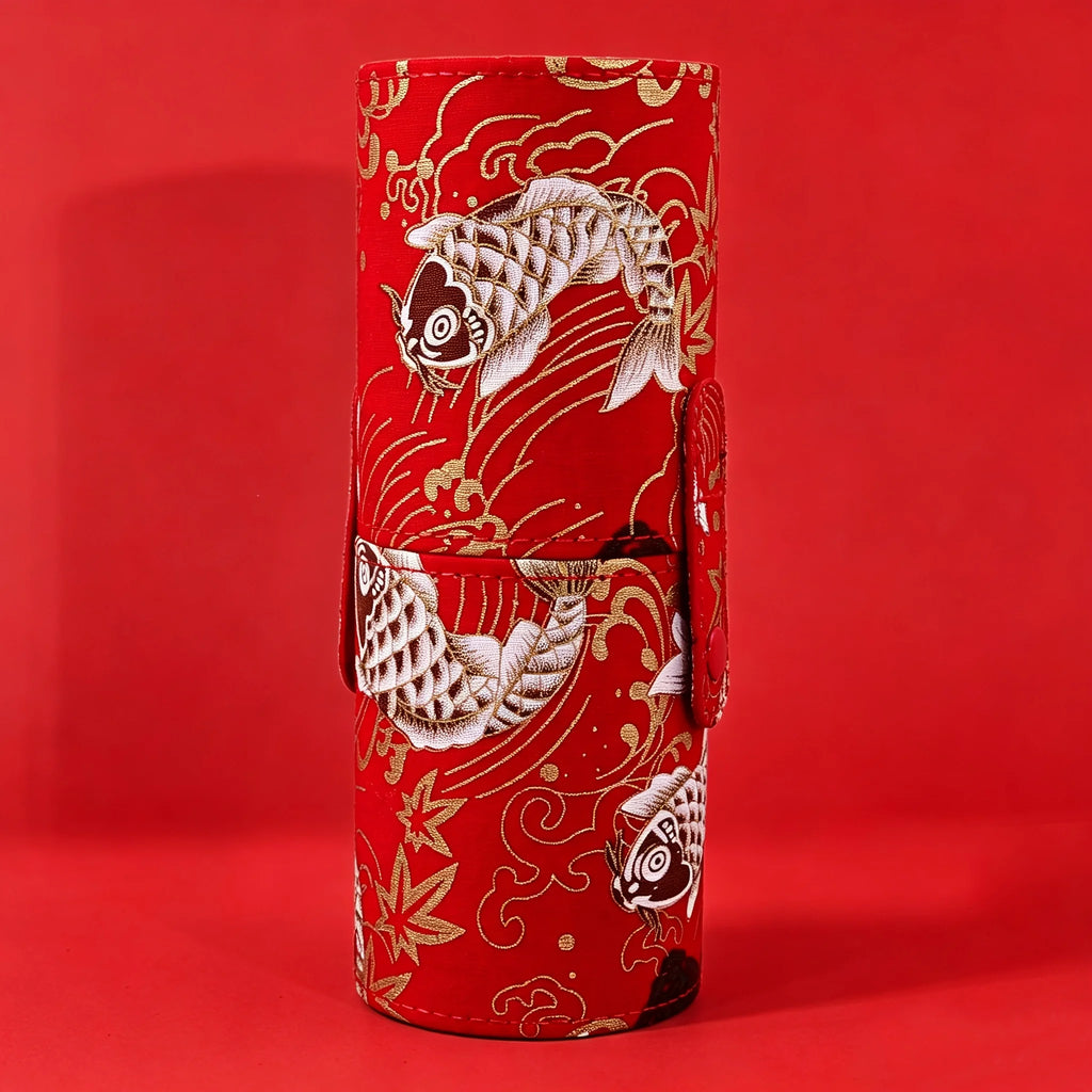 Koi Print Makeup Brush Holder – Portable Cylinder Organizer Makeup Brush Holder Nixie L