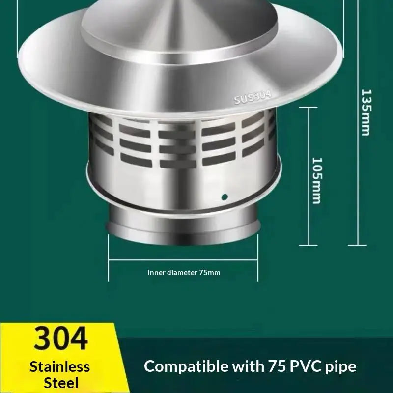 Stainless Steel Chimney Cap 75-200mm Roof Duct Vent | Rain Cover Roof Vent Cap Nixie A1