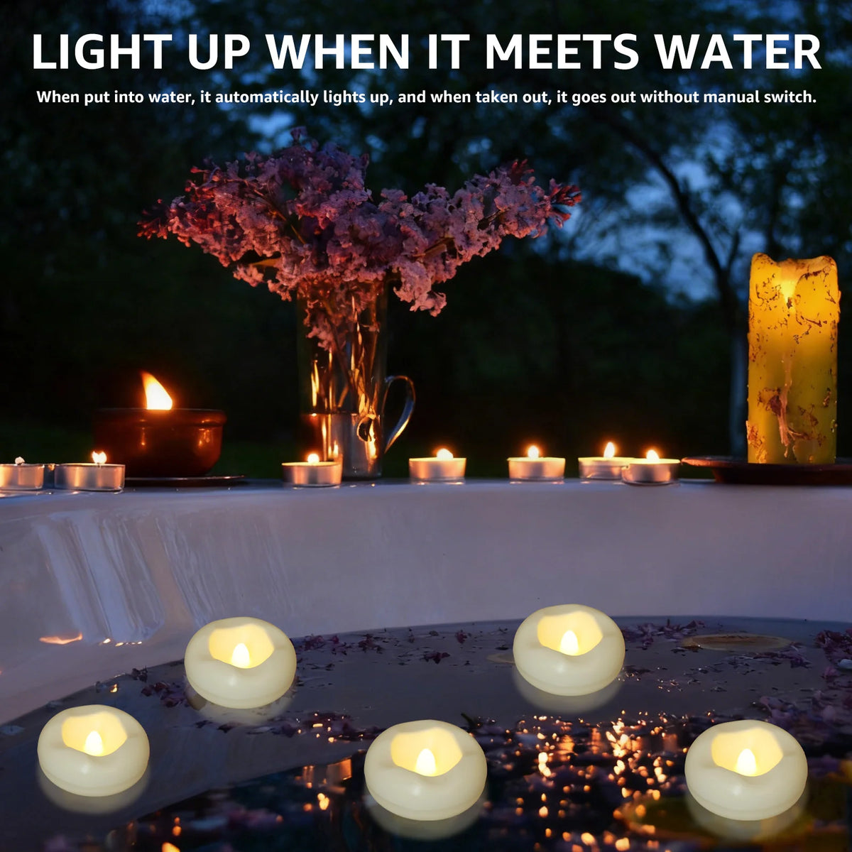 Waterproof Flameless Floating LED Tealight Candles 12/24 Pack