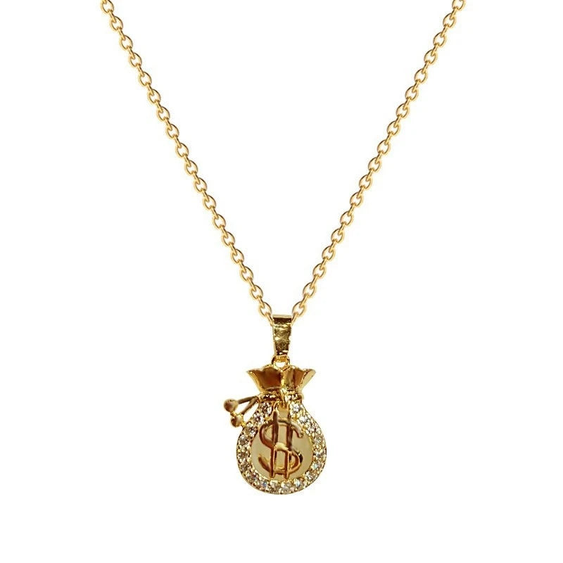 Copper Money Pouch Pendant Necklace | Women's Collarbone Chain Pendant Necklace Nixie