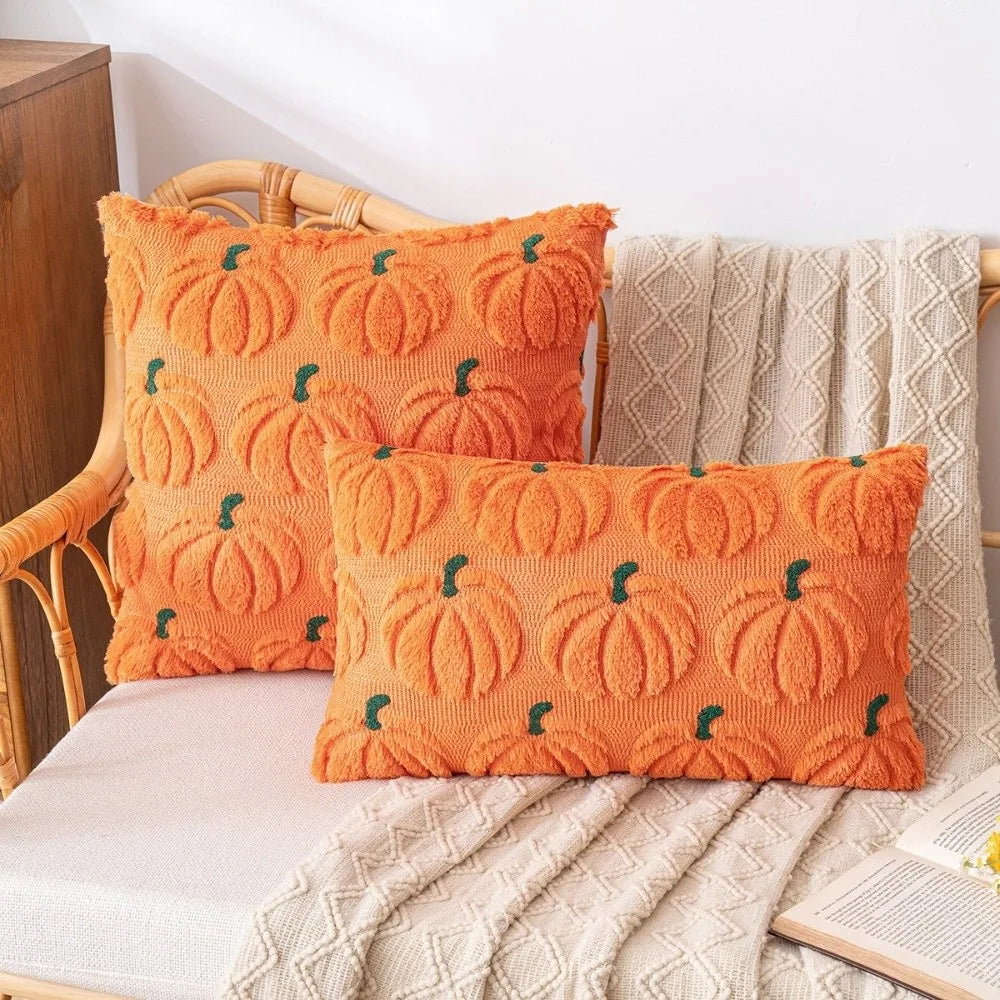 Halloween Pumpkin Tufted Throw Pillow Cover 45x45cm Fall Decor Cushion Cover Nixie