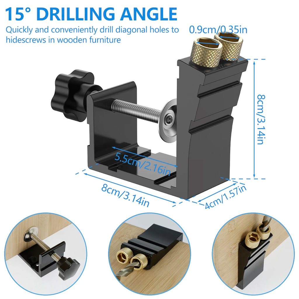 47-Pc Pocket Hole Jig Kit – 15° Angle Drill Guide for Woodworking Pocket Hole Jig Kit Nixie