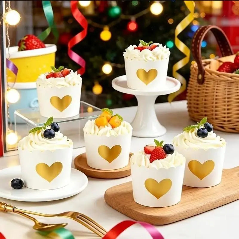 50 Pcs Gold Foil Cupcake Liners – Non-Stick Greaseproof Muffin Cups Cupcake Liners Nixie