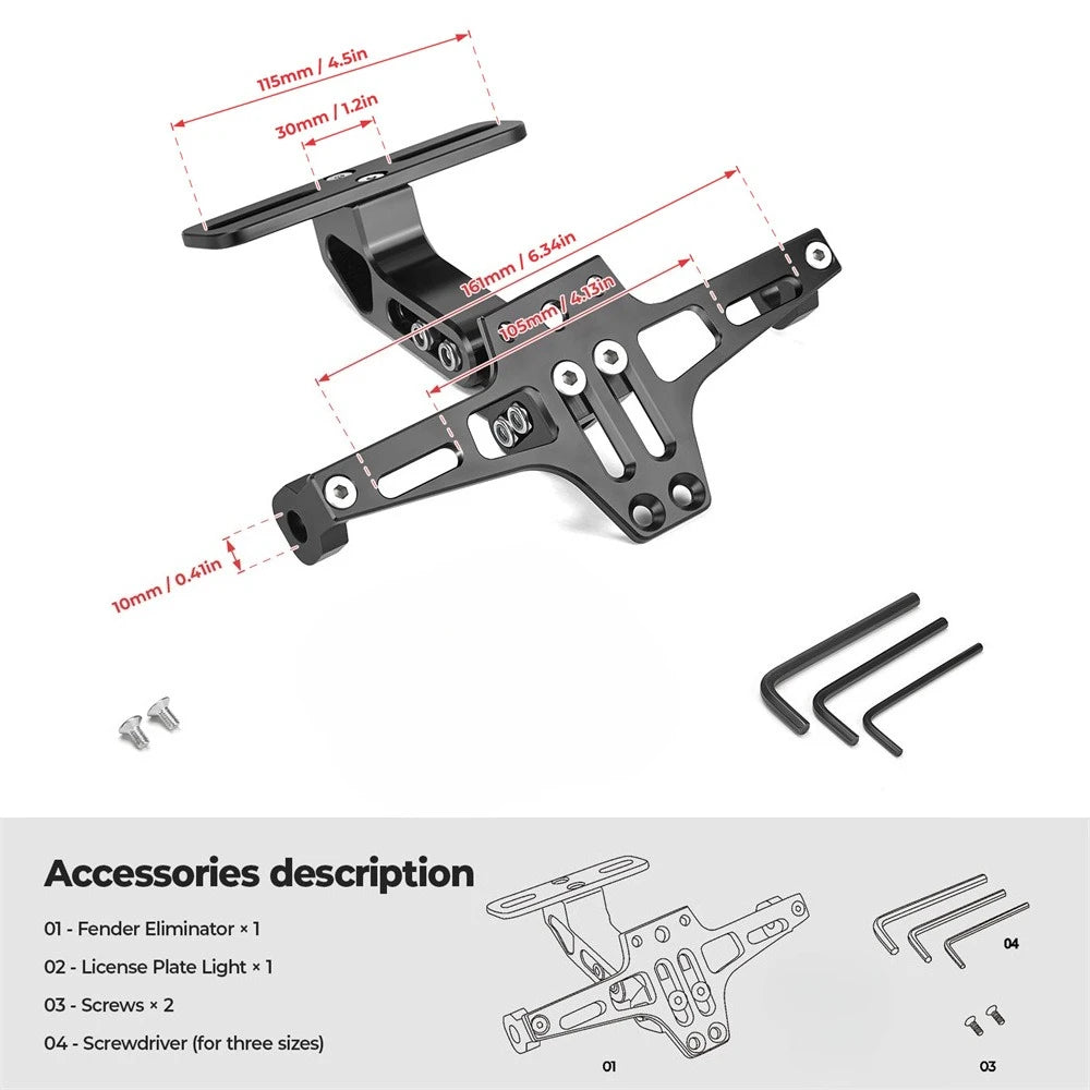 CNC Aluminum Motorcycle License Plate Bracket & Fender Eliminator License Plate Bracket Nixie