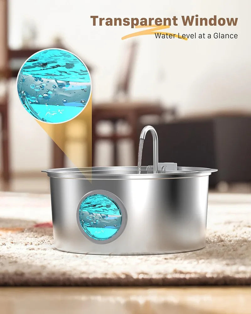 7L Stainless Steel Pet Water Fountain – Quiet Auto Dispenser Pet Water Fountain Nixie