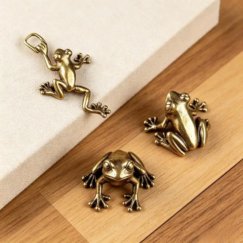 Vintage Alloy Frog Figurine – Collectible Antique Bronze Ornament Decorative Figurine Nixie