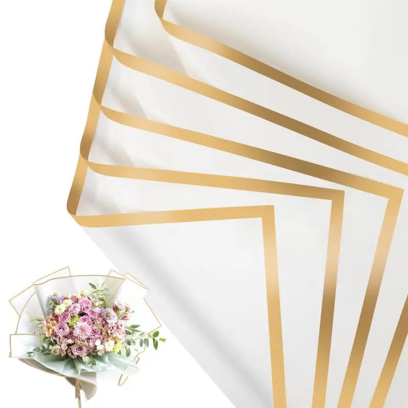 20 Sheets Gilt Edge Flower Wrapping Paper Korean Style DIY Floral Wrapping Paper Nixie