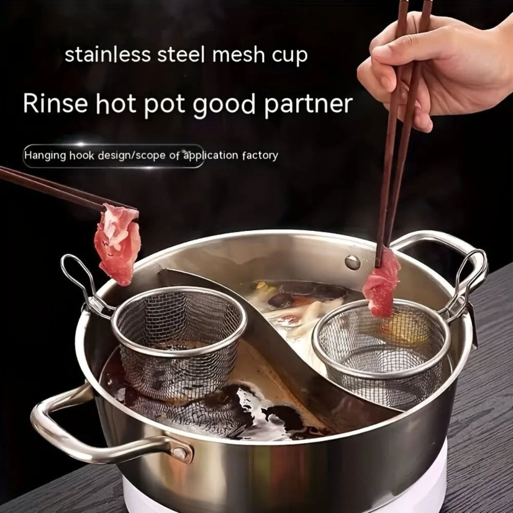 32cm Stainless Steel Hot Pot Divider & Strainer Basket Set Cookware Set Nixie