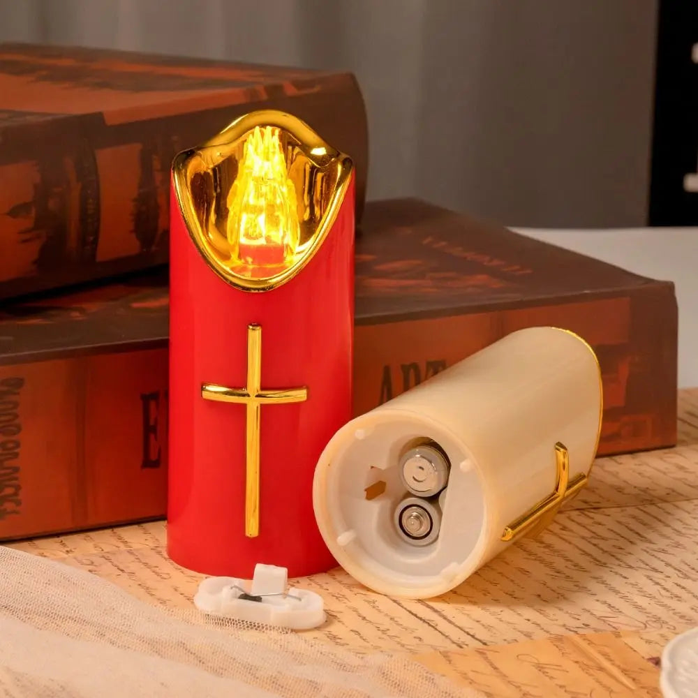 Christian Cross LED Flameless Candle – Prayer & Memorial Light LED Flameless Candle Nixie