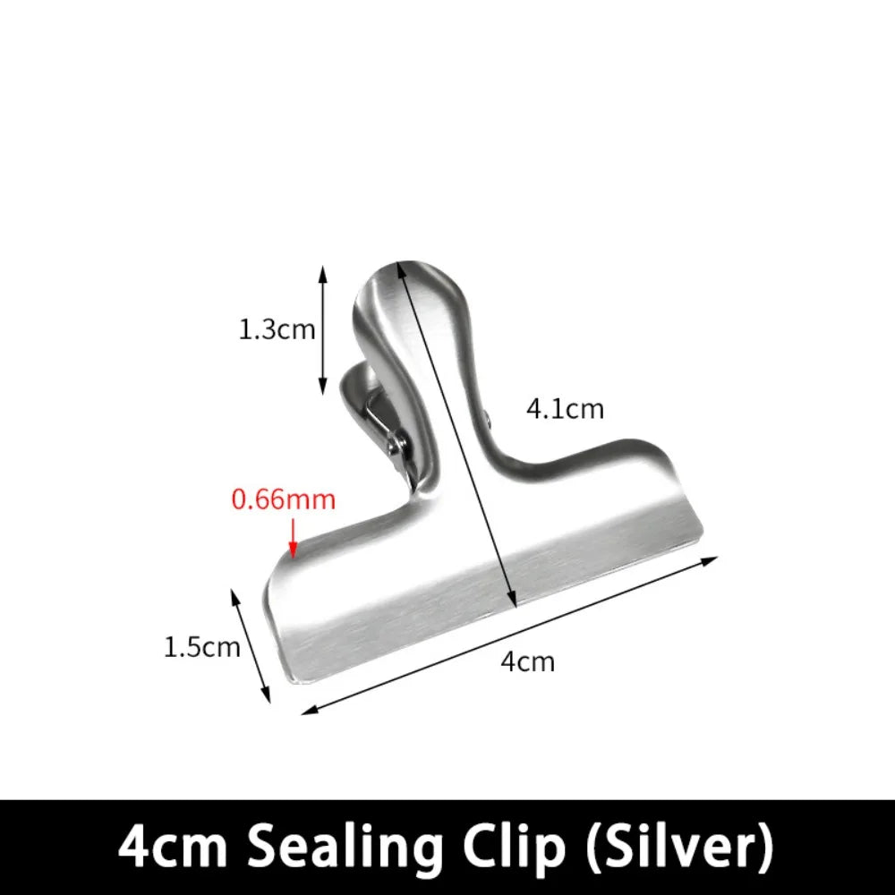 Stainless Steel Binder Clips – Multi-Size Round Flat Mountain Head Metal Binder Clips Nixie 4cm Seal Clip 01