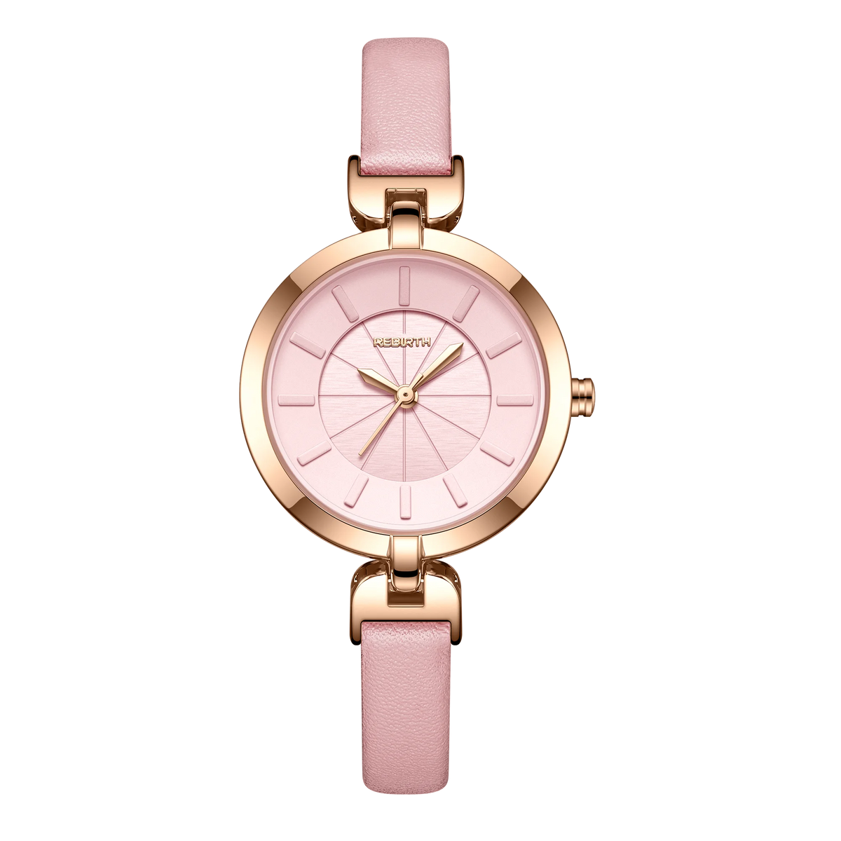 REBIRTH Women's Quartz Watch – Leather Band, Minimalist Dial Women's Quartz Watch Nixie Pink