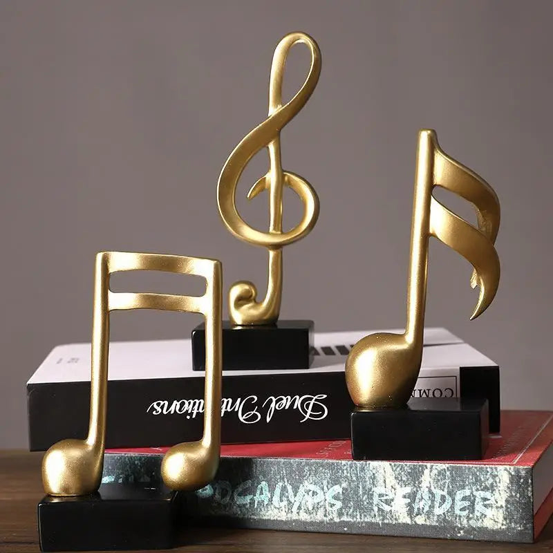 Gold Music Note Resin Figurine | Modern Desk & Home Décor Resin Figurine Sculpture Nixie