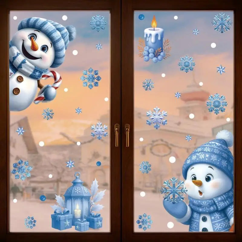 Christmas Window Clings – Snowman Snowflake Santa Stickers