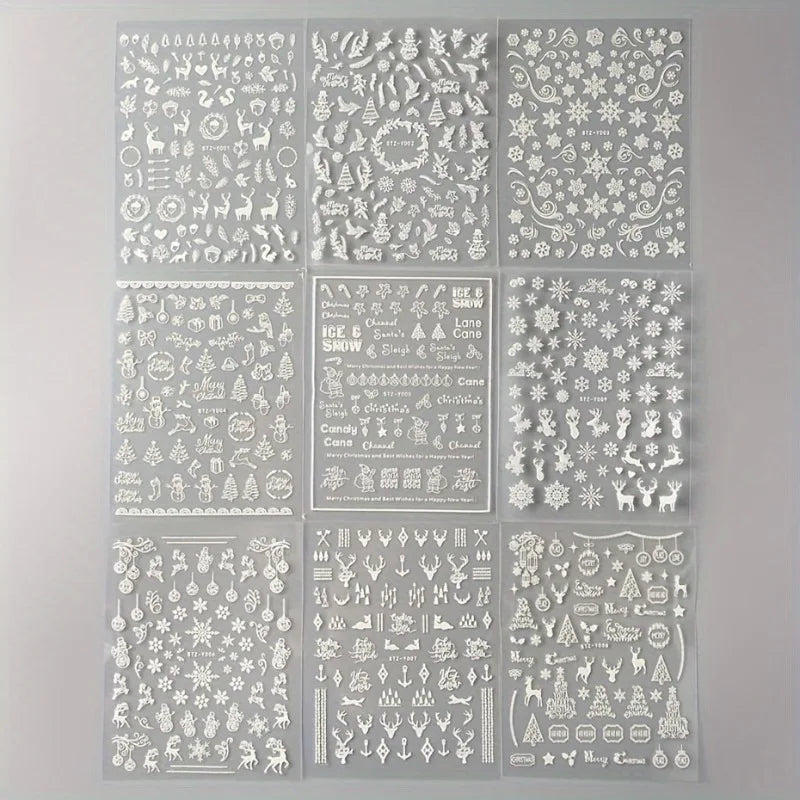 9PCS Christmas Nail Stamping Plates – Snowflake Xmas Stencil Set