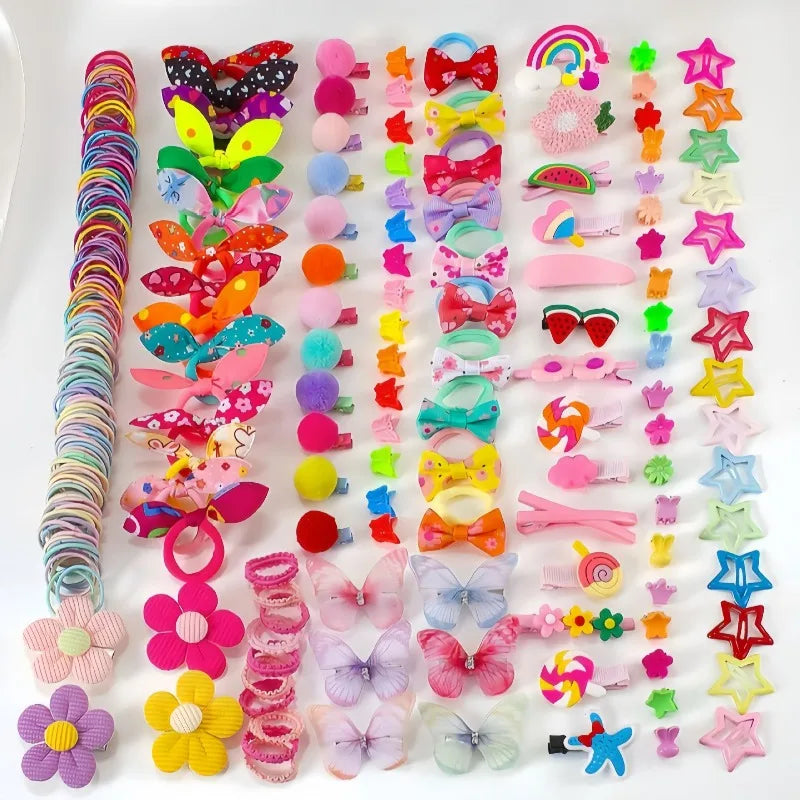 576pcs Girls Hair Accessories – Butterfly Clips & Elastic Bands Hair Accessories Set Nixie