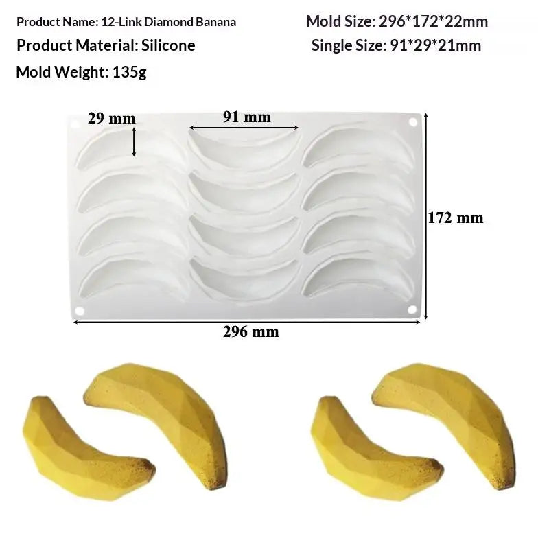 Banana Silicone Baking Mold 6/12 Cavity – Non-Stick Dessert Silicone Baking Mold Nixie