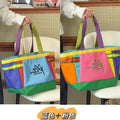 Women's Large Korean Color-Block Shoulder Bag | Nixie Tote Shoulder Tote Bag Nixie Blue and Pink
