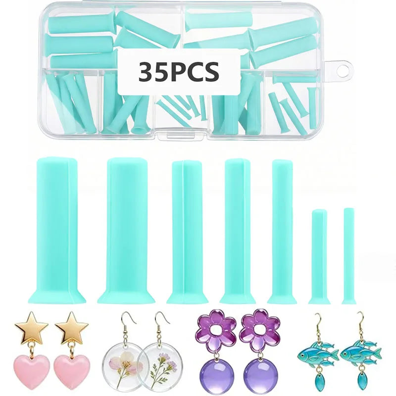 35Pcs Resin Hole Maker Set 2–8mm | No-Drill Silicone Punch Kit Resin Craft Tool Set Nixie