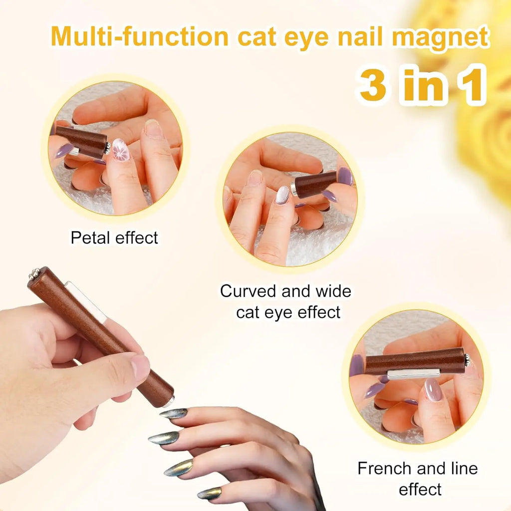 3-in-1 Magnetic Cat Eye Pickup Tool with Wooden Handle | Nixie Magnetic Pickup Tool Nixie