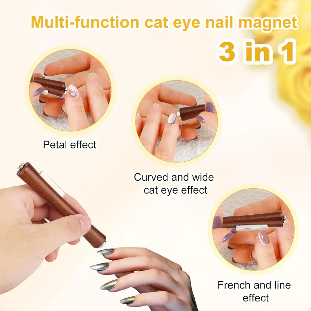 3-in-1 Magnetic Cat Eye Pickup Tool with Wooden Handle | Nixie Magnetic Pickup Tool Nixie