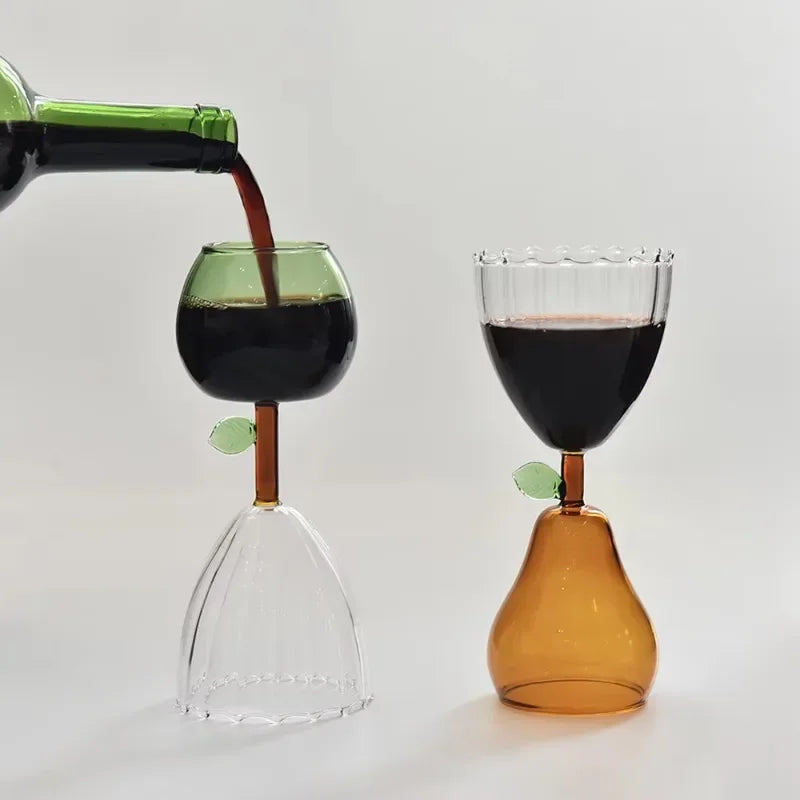 Nordic Ripple Colored Glass Set – Wine, Cocktail & Champagne Colored Glassware Set Nixie