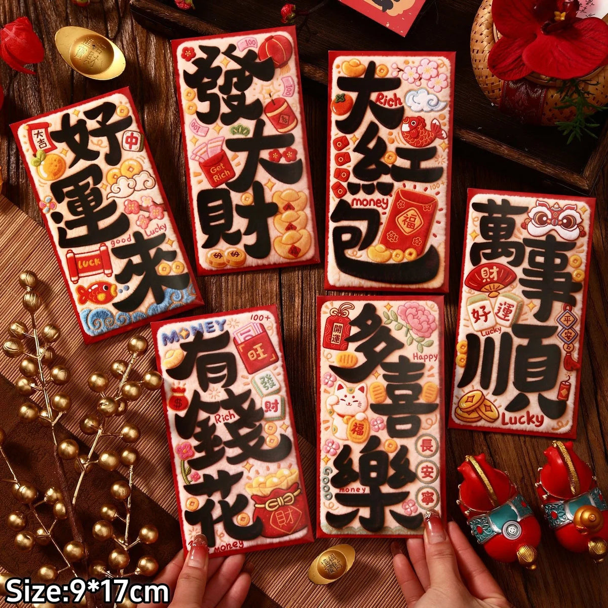 6Pcs 2026 Year of the Horse Red Envelopes – Lucky Money Pouches