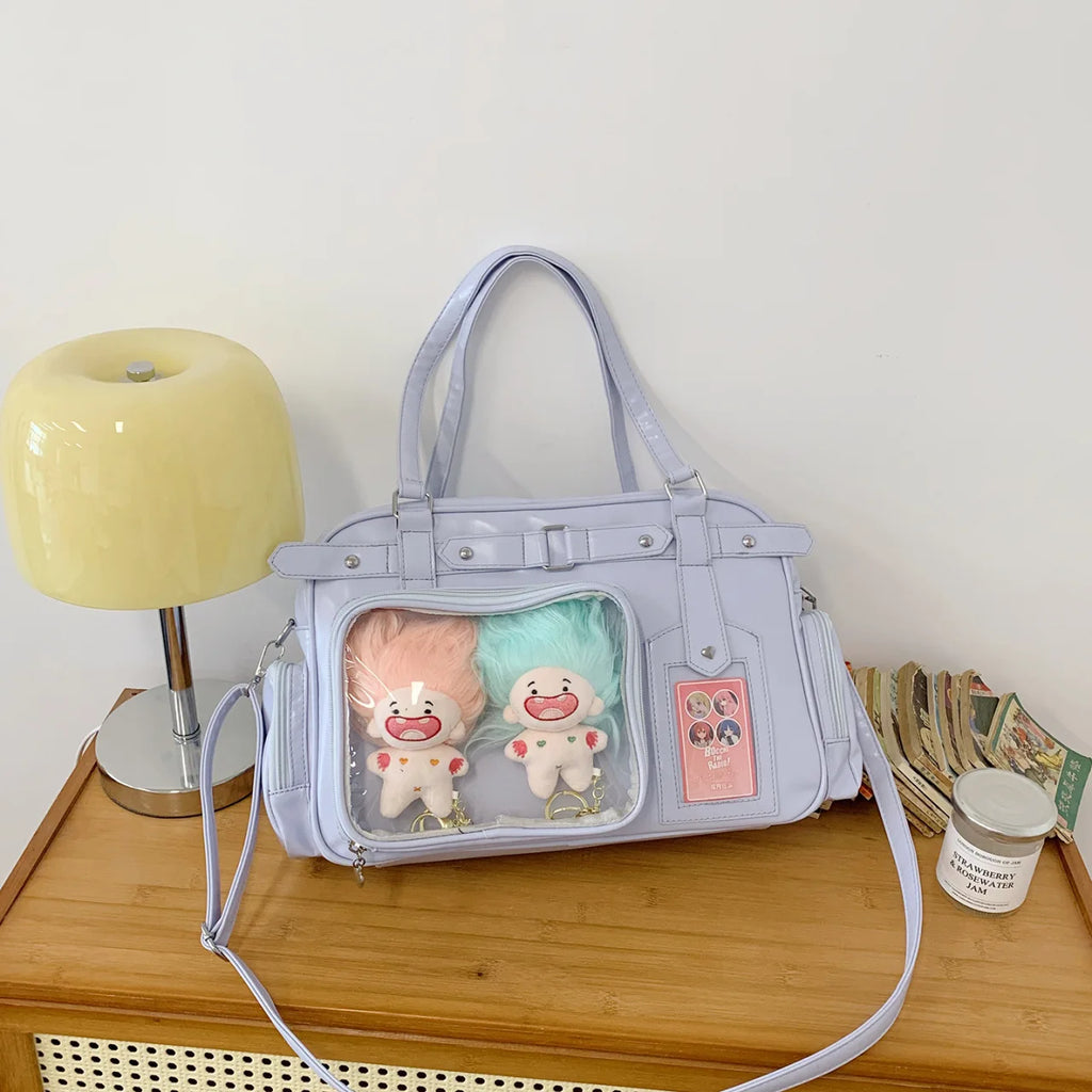 Nixie 2D Anime Purple Boston Bag – Large Shoulder & Crossbody Shoulder Tote Bag Nixie Blue