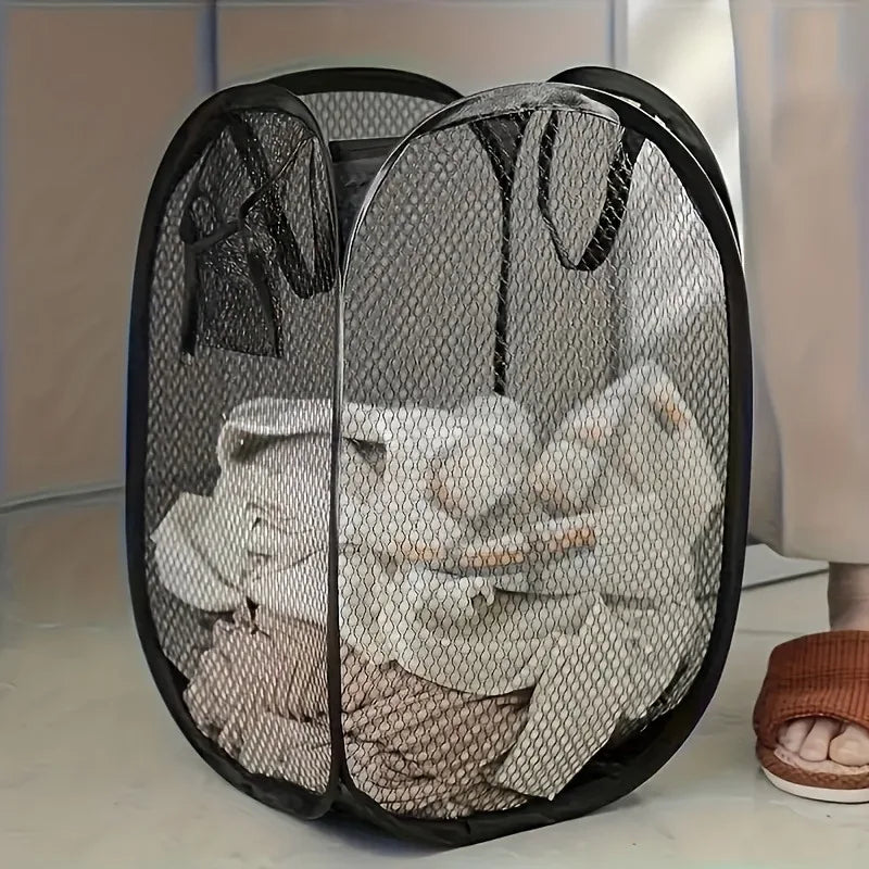 Foldable Pop-Up Laundry Basket – Large Mesh Hamper with Handle Laundry Hamper Nixie