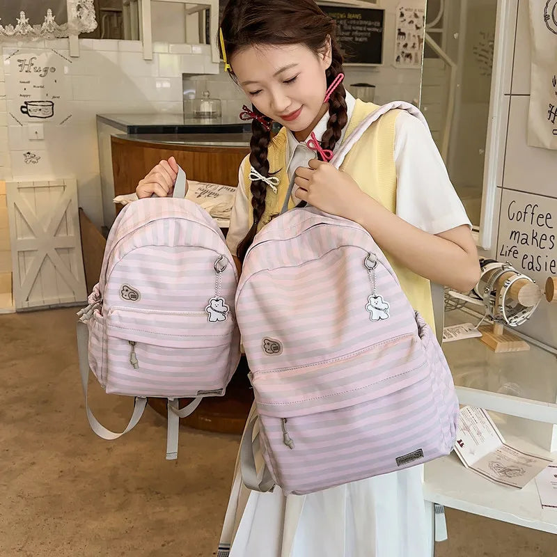 Nixie Women's Striped College Backpack – Large Capacity College Backpack Nixie