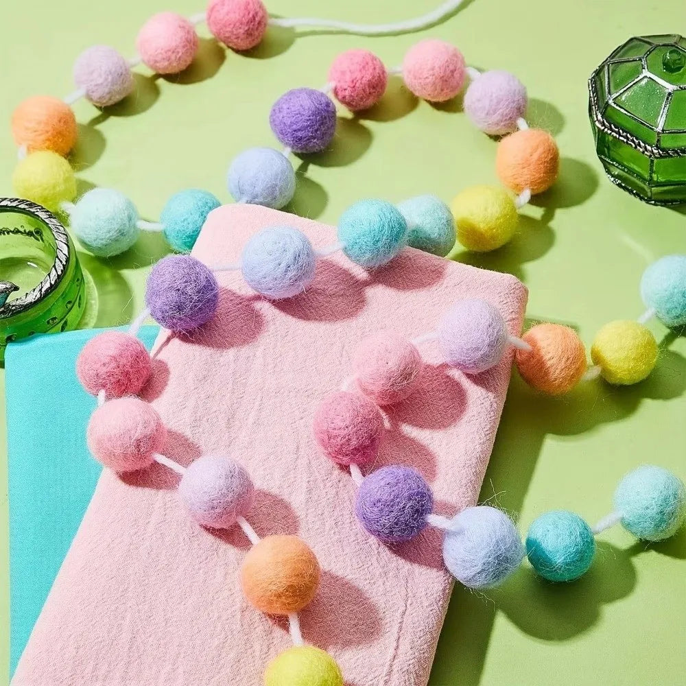200cm Felt Ball Garland 24 Colorful Pompom Balls Party Décor Party Garland Decoration Nixie