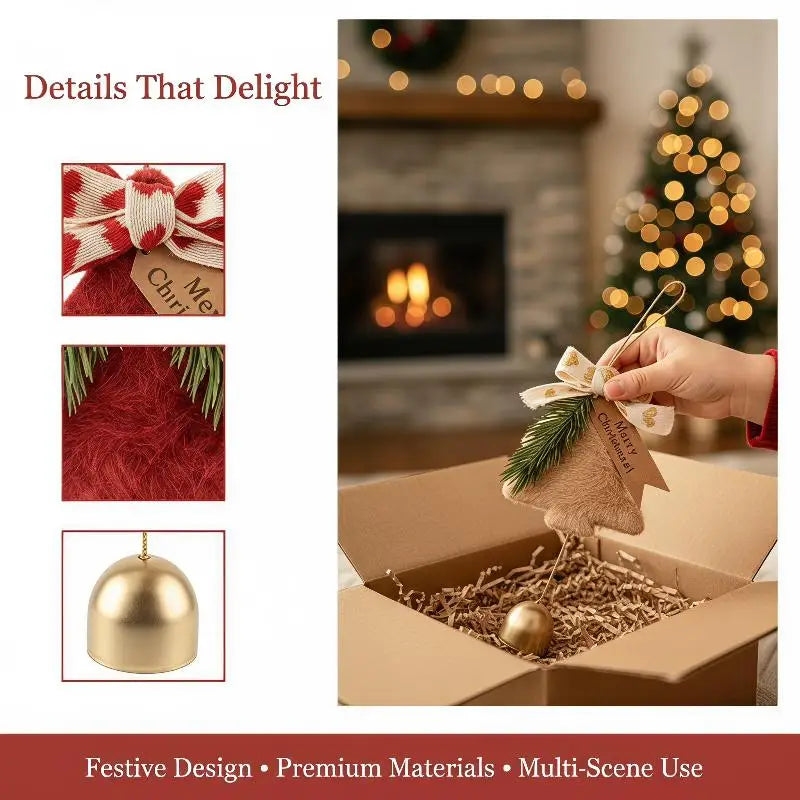 Fluffy Plush Christmas Tree Hanging Ornaments with Brass Bell Christmas Tree Ornament Nixie