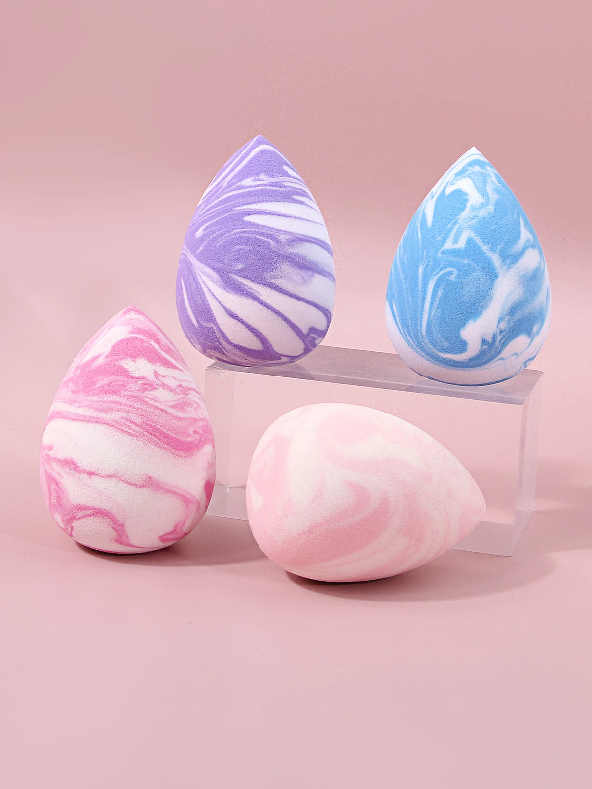 4-Piece Marble Print Makeup Sponge Set – Wet & Dry Puff Makeup Sponge Set Nixie