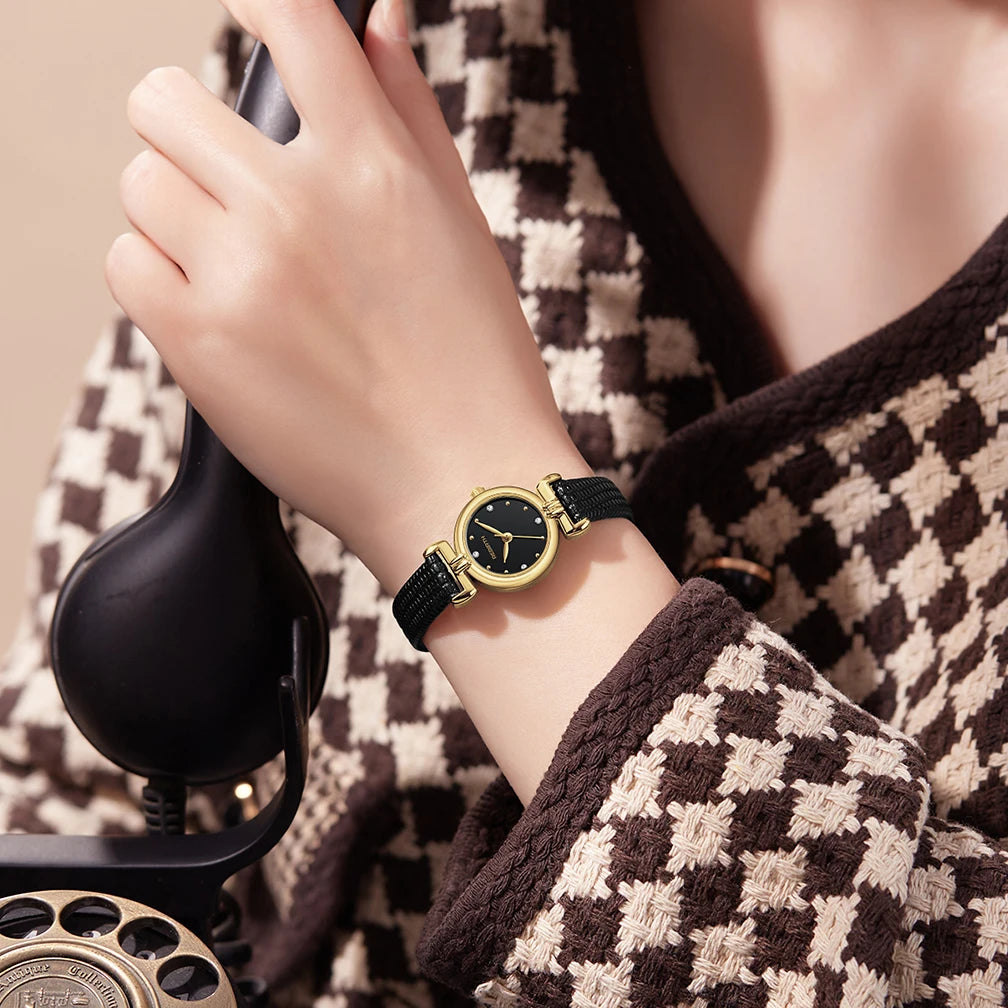 REBIRTH Retro Quartz Watch – Leather Band, Minimalist Dial Quartz Watch Nixie