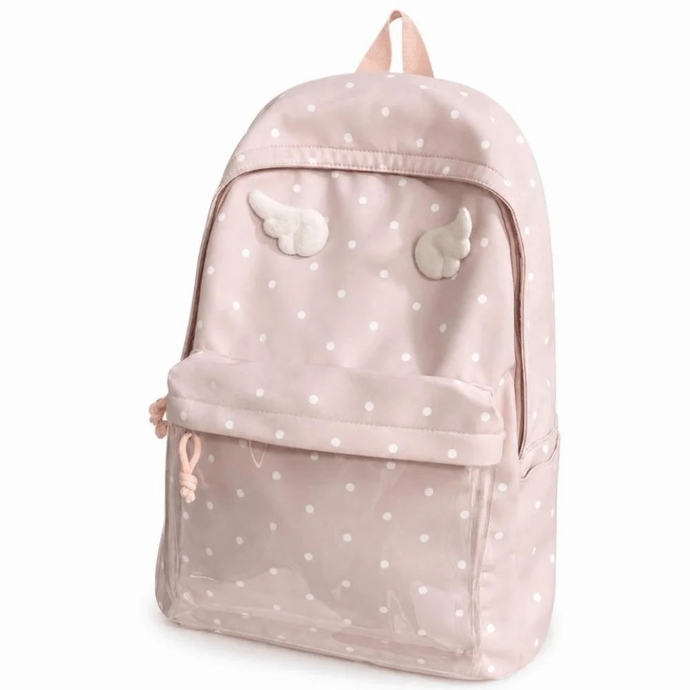 Polka Dot Angel Wings Backpack – Large Laptop Bag for Girls Girls Laptop Backpack Nixie Pink L