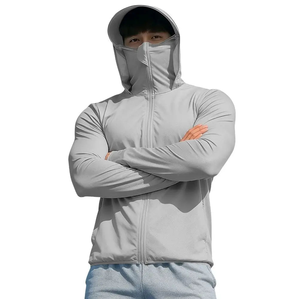 Men's UV Sun Protection Full-Zip Hoodie with Face Mask Sun Protection Hoodie Nixie