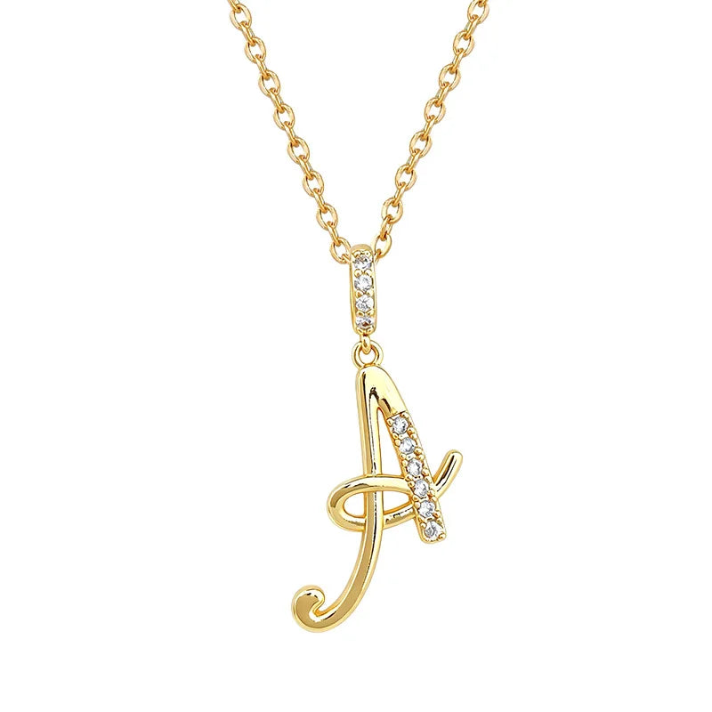 Letter A Pendant Necklace Gold Stainless Steel | Nixie Pendant Necklace Nixie
