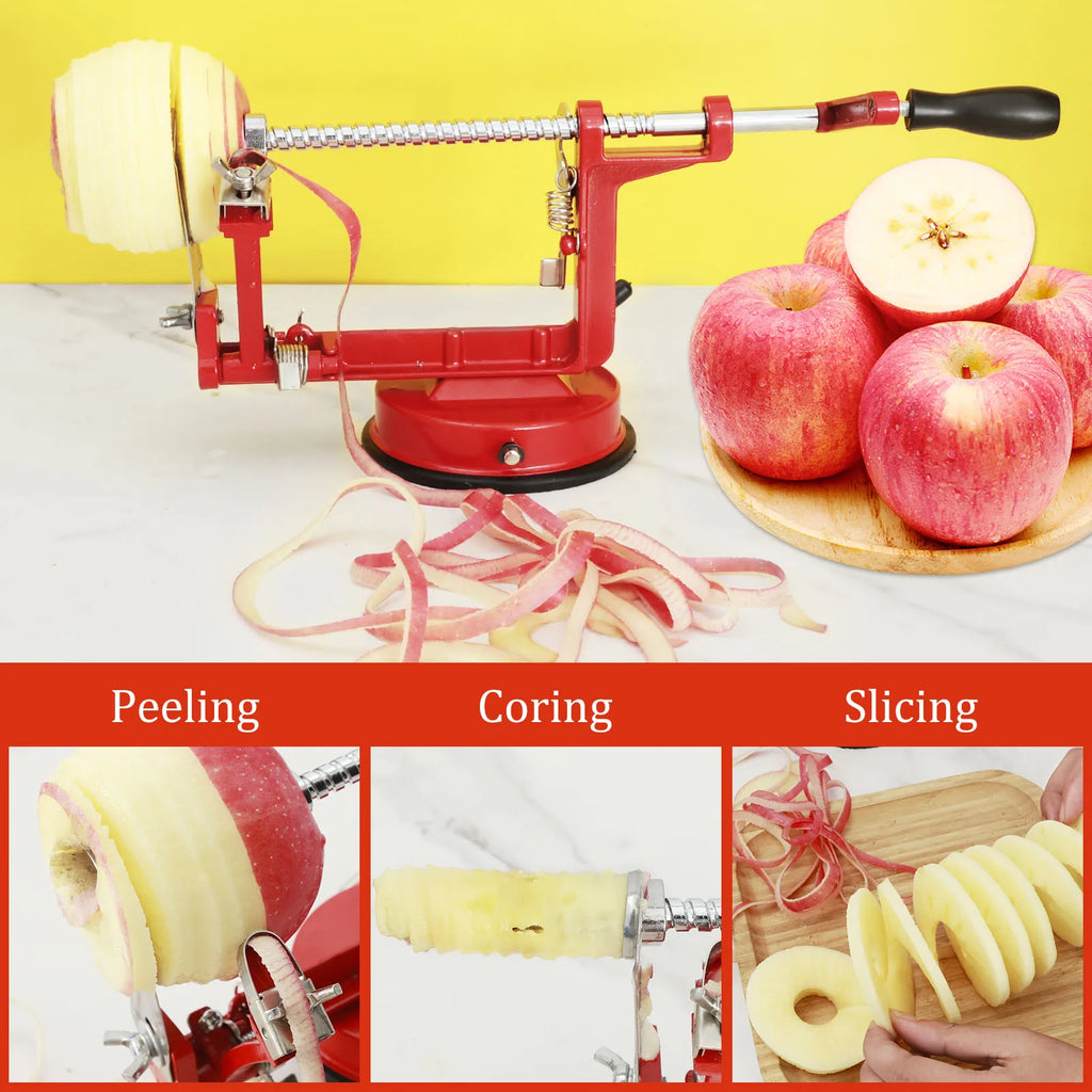 3-in-1 Hand Crank Apple Peeler Corer Slicer – Stainless Steel Fruit Peeler Corer Nixie