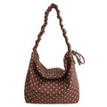 Korean Style Red Polka Dot Canvas Tote Bag | Large Shoulder Bag Canvas Tote Bag Nixie Coffee