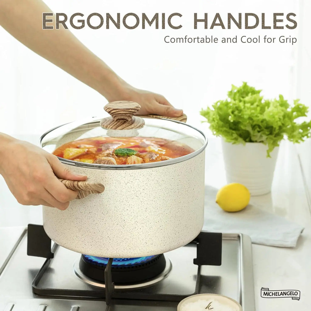 MICHELANGELO 6QT Granite Non-Stick Stockpot with Lid – All Stoves Non-Stick Stockpot Nixie