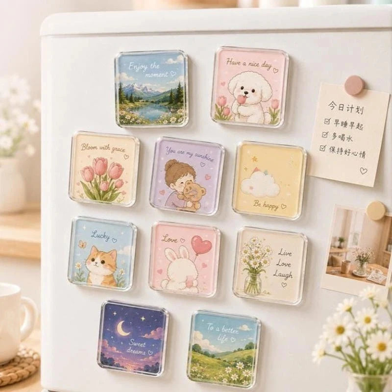 5-Set DIY Clear Acrylic Refrigerator Magnets – Square & Round DIY Magnet Kit Nixie